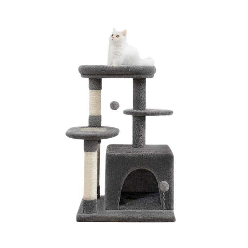 Casa na árvore com arranhador de madeira para gatos 