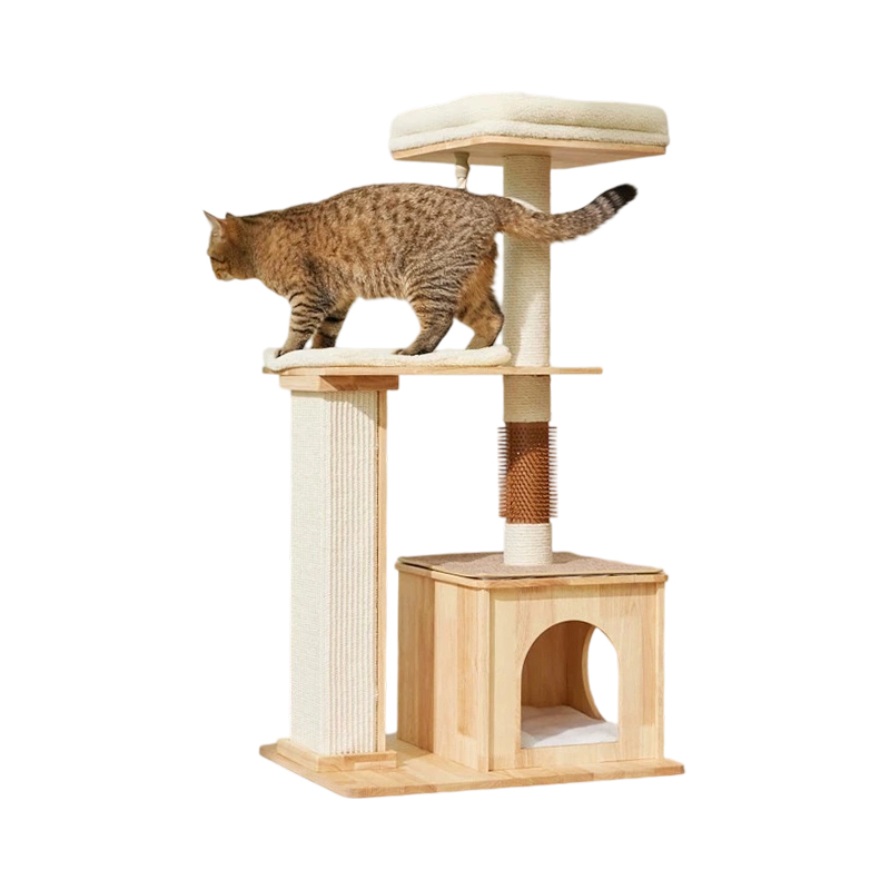 Casa de madeira para brincar dentro de casa para gatos